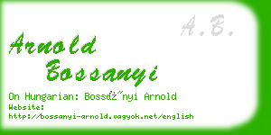 arnold bossanyi business card